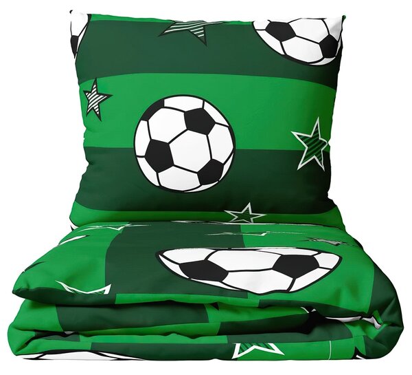 Carbotex povlečení FOTBAL, zelené, bavlna hladká, 140x200cm + 70x90cm