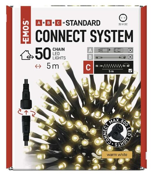 D1AW02 CONNECT CHAIN 50LED 5M IP44 WW