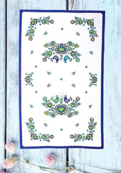 Forbyt Kuchyňská utěrka FOLKLOR, modrá, 40x70cm