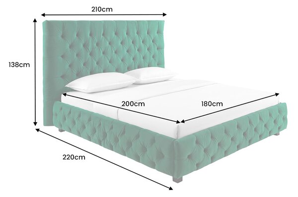 Designová postel Laney Chesterfield 180 x 200 cm zelený samet