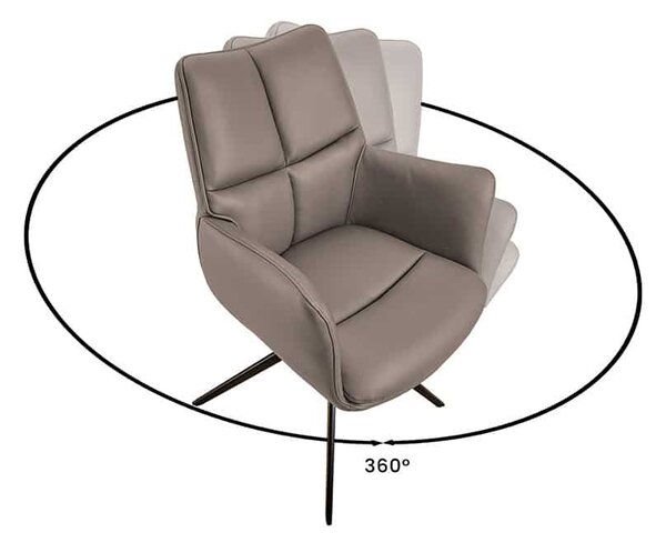 Designová otočná židle Vallerina hnědá kůže