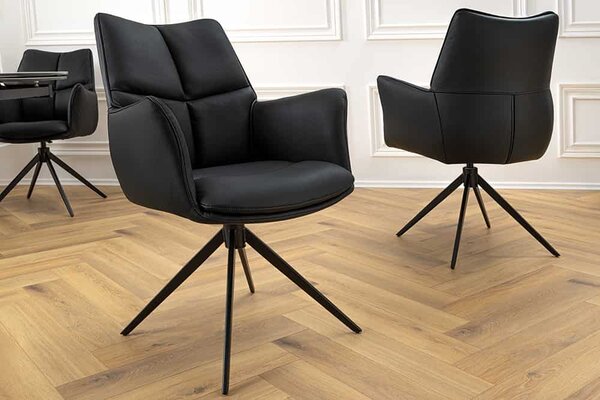 Designová otočná židle Vallerina černá kůže
