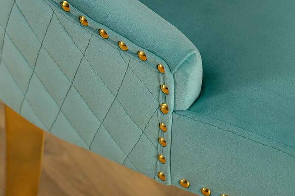 Designová židle Queen Lví hlava světle modrý samet