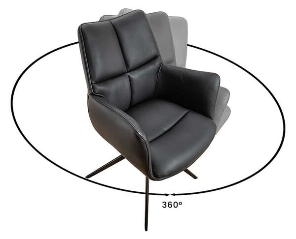 Designová otočná židle Vallerina černá kůže