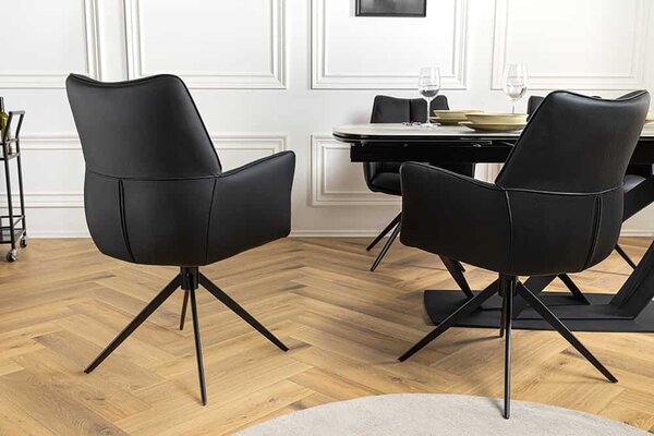 Designová otočná židle Vallerina černá kůže