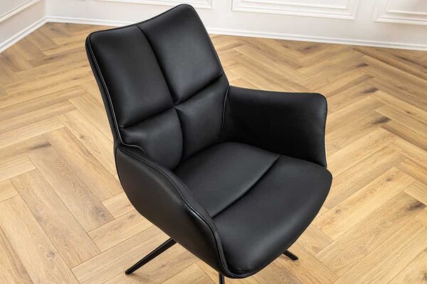 Designová otočná židle Vallerina černá kůže