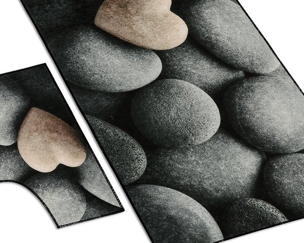 Bellatex koupelnová souprava 3D FOTOTISK TMAVÉ KAMENY, 100x60cm (předložka) + 60x50cm (na WC)