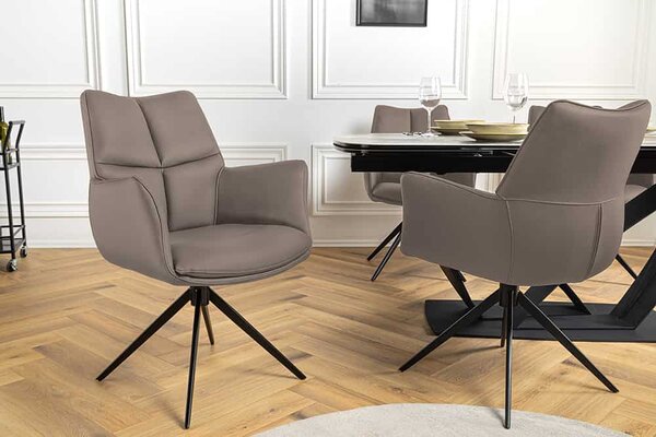 Designová otočná židle Vallerina hnědá kůže