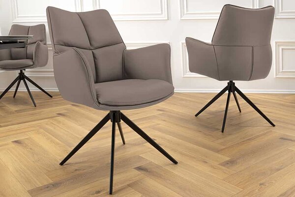 Designová otočná židle Vallerina hnědá kůže