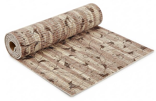 Pěnová předložka PVC AQUAMAT 6050-4, rostlinný ornament hnědý, šíře 65cm (metráž)