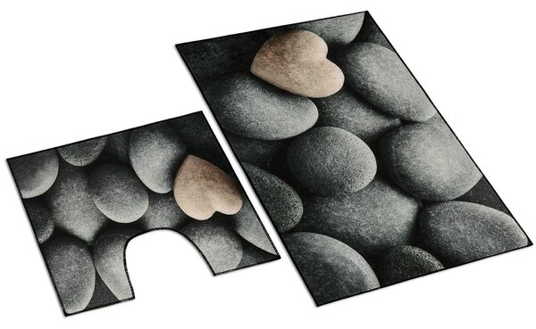Bellatex koupelnová souprava 3D FOTOTISK TMAVÉ KAMENY, 100x60cm (předložka) + 60x50cm (na WC)