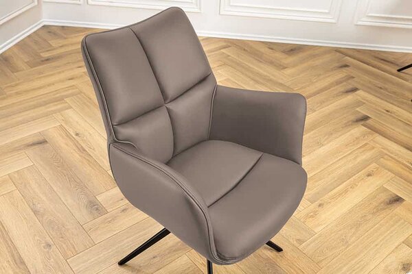 Designová otočná židle Vallerina hnědá kůže