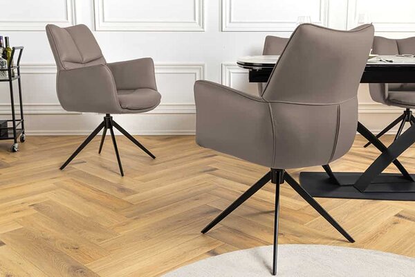 Designová otočná židle Vallerina hnědá kůže