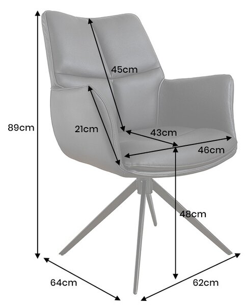 Designová otočná židle Vallerina černá kůže