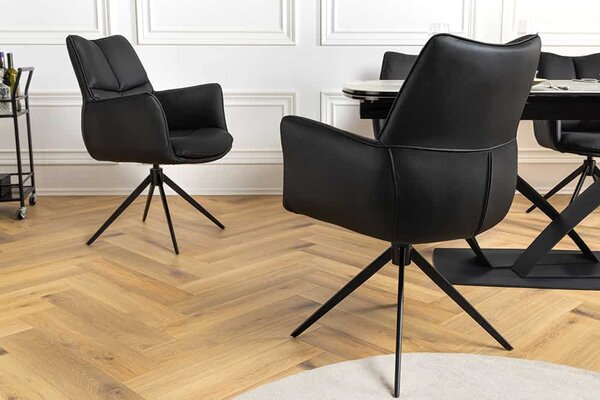 Designová otočná židle Vallerina černá kůže
