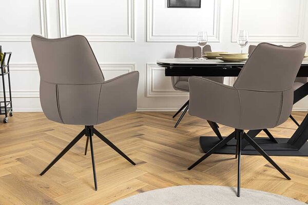 Designová otočná židle Vallerina hnědá kůže