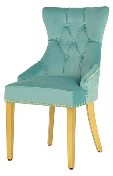 Designová židle Queen Lví hlava světle modrý samet