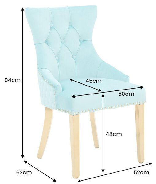 Designová židle Queen Lví hlava světle modrý samet