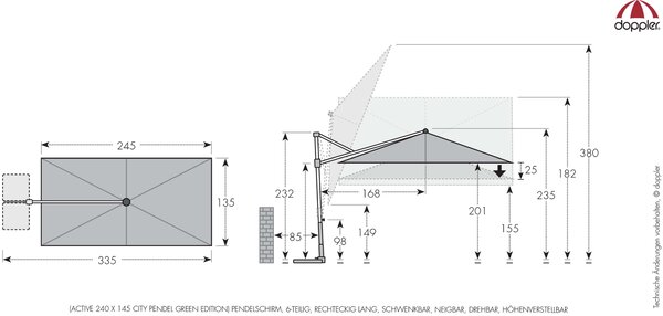 Doppler ACTIVE 240 x 135 cm antracit Doppler