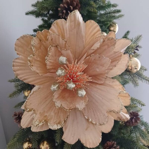 DECOLED Dekorace umělý květ, 47 cm, zlatá
