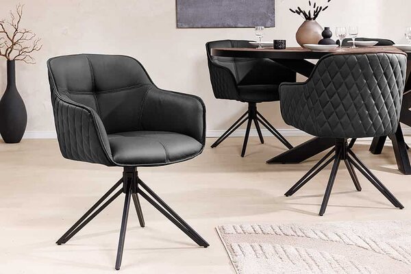 Designová otočná židle Natasha černá kůže