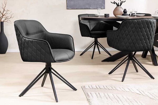 Designová otočná židle Natasha černá kůže