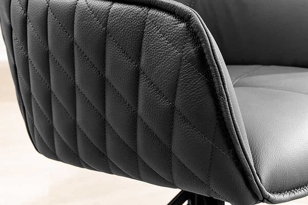 Designová otočná židle Natasha černá kůže