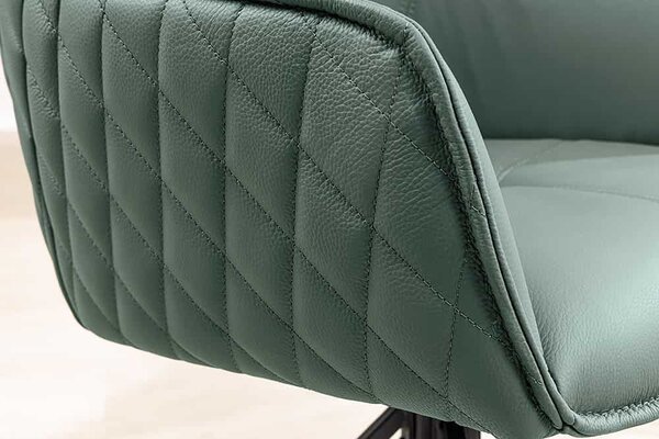 Designová otočná židle Natasha zelená kůže