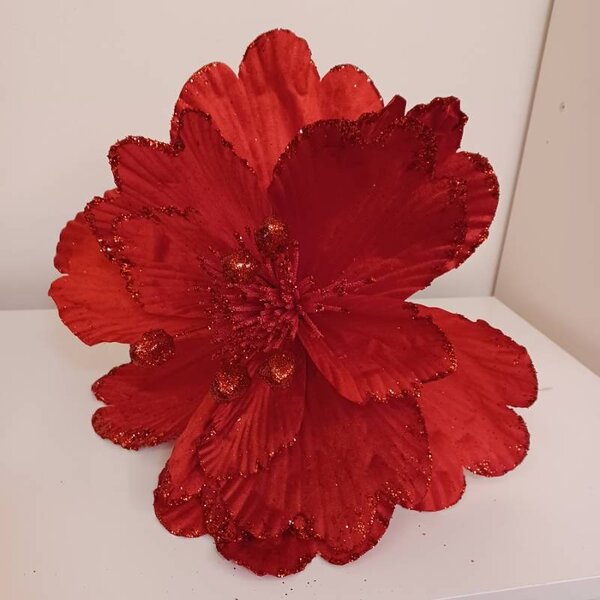 DECOLED Dekorace umělý květ, 47 cm, červená