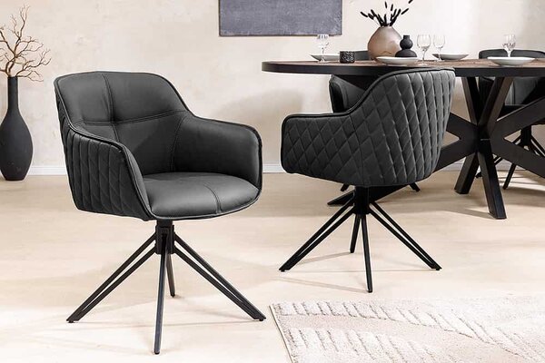 Designová otočná židle Natasha černá kůže