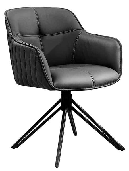 Designová otočná židle Natasha černá kůže
