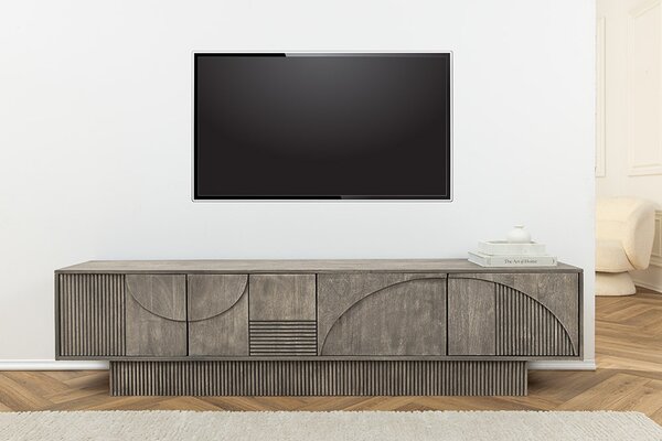 Designový TV stolek Movement 200 cm šedé dymové mango