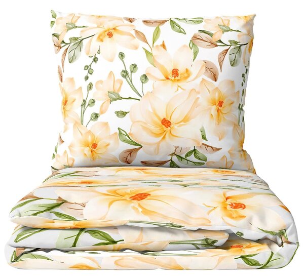 BedTex povlečení KOUZLO MAGNOLIE, žluté, bavlna hladká, 140x200cm + 70x90cm