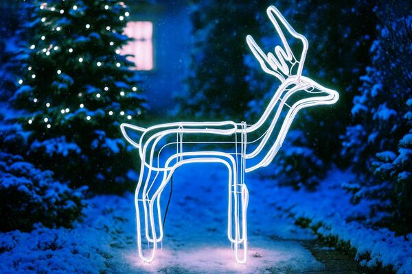 Venkovní vánoční LED svítící sob – 93 × 102 cm, LED neon flex, skládací konstrukce Barva: Teplá bílá