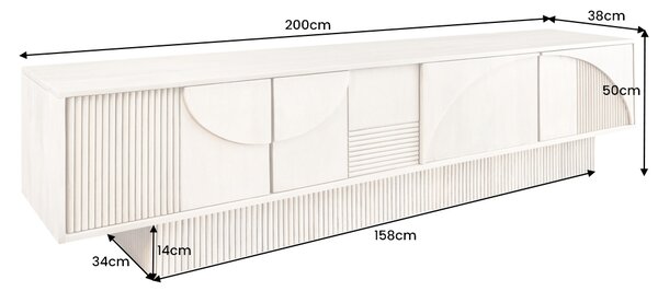 Designový TV stolek Movement 200 cm hnědé mango