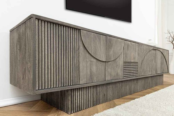 Designový TV stolek Movement 200 cm šedé dymové mango