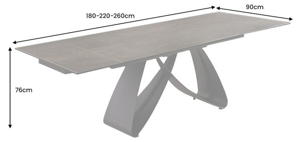 Roztahovací keramický stůl Bayarmaa 180-220-260 cm rez