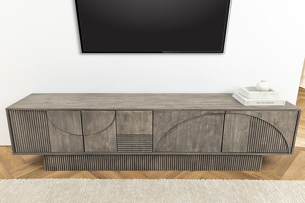 Designový TV stolek Movement 200 cm šedé dymové mango