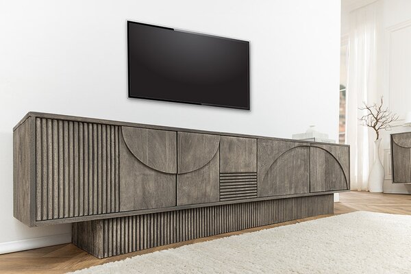 Designový TV stolek Movement 200 cm šedé dymové mango