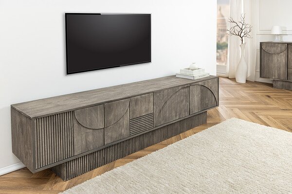 Designový TV stolek Movement 200 cm šedé dymové mango