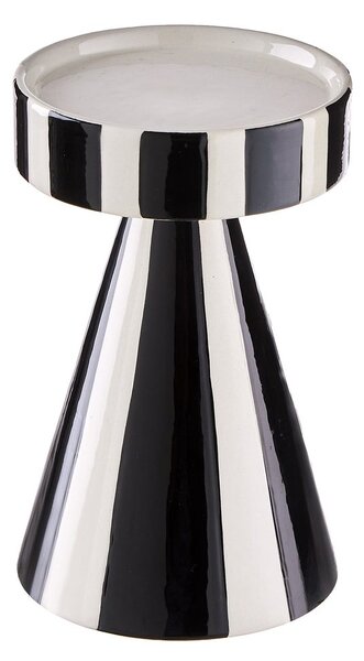 STRIPES Svícen na sloupovou svíčku 15 cm - černá/bílá