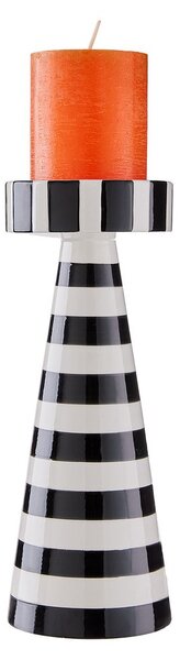 STRIPES Svícen na sloupovou svíčku 25 cm - černá/bílá