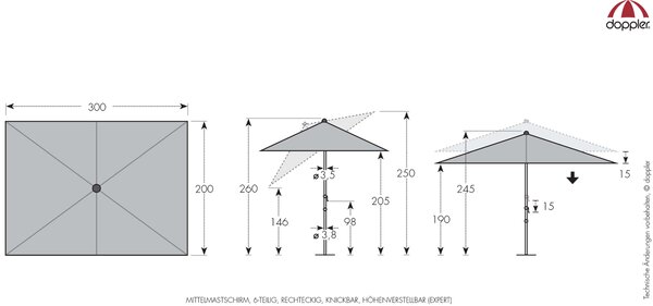 Doppler myZone zahradní slunečník 300 x 200 cm oranžová