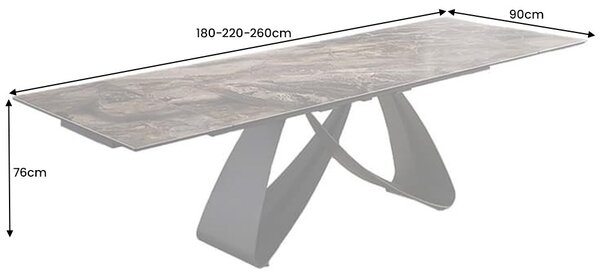 Roztahovací keramický stůl Bayarmaa 180-220-260 cm taupe