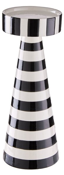 STRIPES Svícen na sloupovou svíčku 25 cm - černá/bílá
