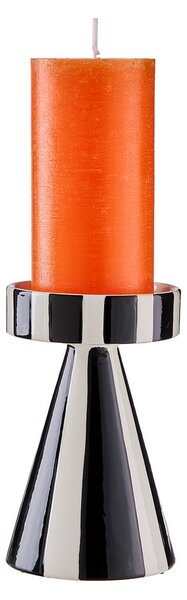 STRIPES Svícen na sloupovou svíčku 15 cm - černá/bílá