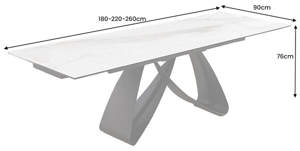 Roztahovací keramický stůl Bayarmaa 180-220-260 cm bílý