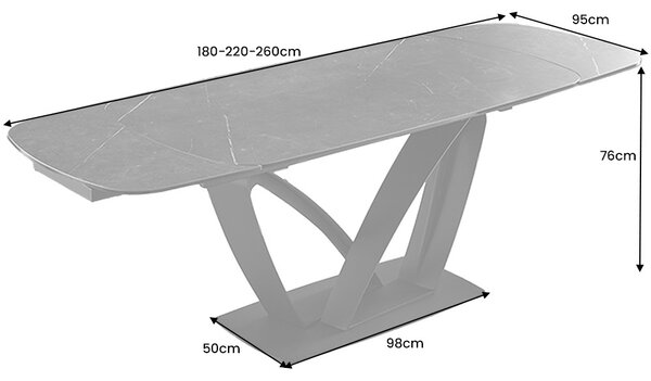 Roztahovací keramický stůl Vallerina 180-220-260 cm grafit