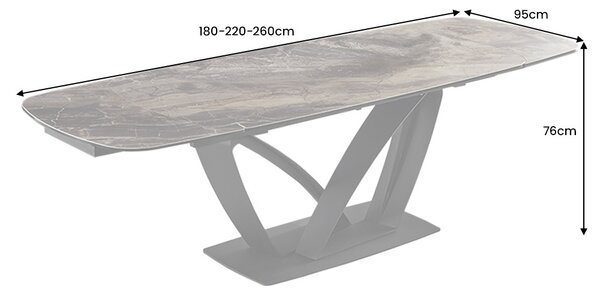 Roztahovací keramický stůl Vallerina 180-220-260 cm taupe