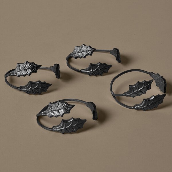 Kroužky na ubrousky Holly Leaf – set 4 ks